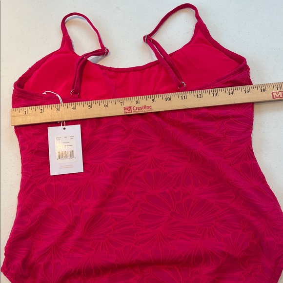 New Andie The Amalfi One Piece Lava Pink textured swimsuit adjustable straps L - Picture 10 of 13